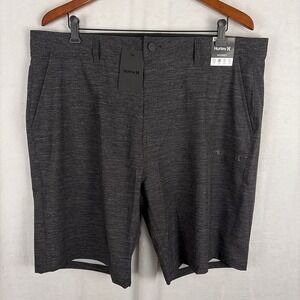 Hurley Hybrid Walk Shorts Mens 38‎ Essential Heather Black 4-Way Stretch NWT